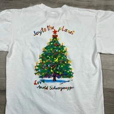 Vintage 1996 Planet Hollywood Arnold Schwarzenegger Christmas T-shirt Medium NEW