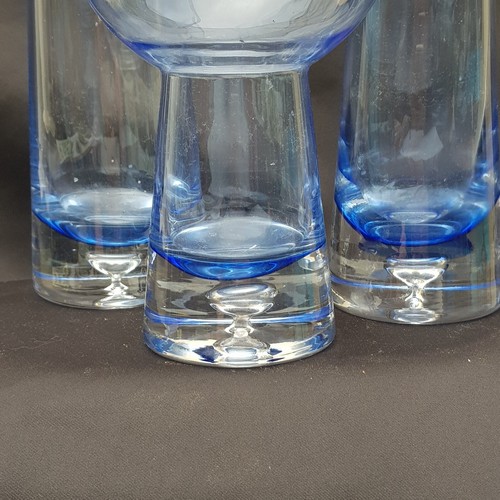 Vintage Krosno Poland Hand Blown Cobalt Blue Candle Holder Suspended Bubble set - Picture 18 of 21