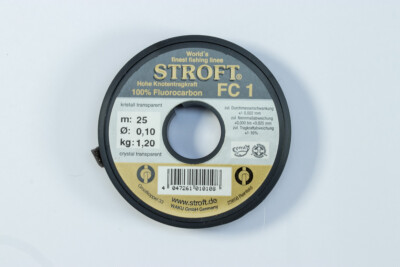 Stroft FC1 Fluorocarbon Tippet Material - 25m Low Visibility, Light Grey, For Fly Fishing & More