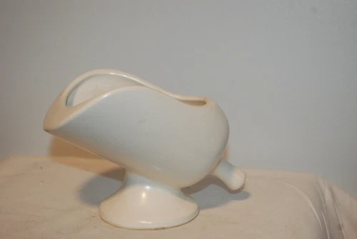 Vintage Hull Pottery USA F476 WHITE Scoop on a Pedestal Kitchen Planter