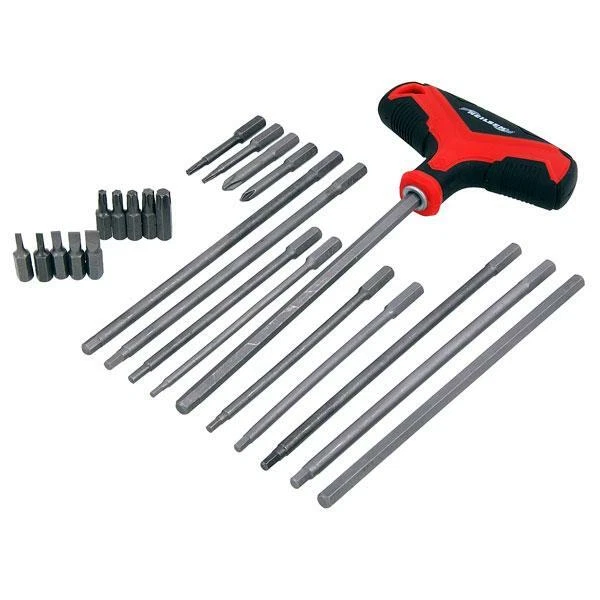 25PC SCREWDRIVER SET T HANDLE INTERCHANGEABLE LONG REACH HEX PHILLIPS STAR SLOT