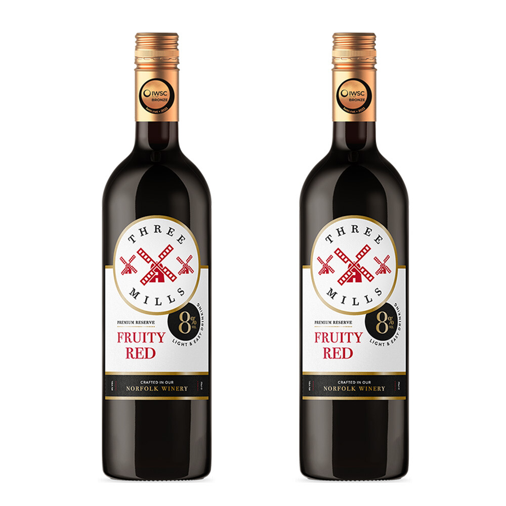 Three Mills 8% Premium Reserve British Made Fruity Red Wine x