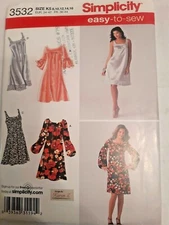 Dress Velour Party Simplicity 3532 Sewing Pattern 8 10 12 14 16 UC FF Knee Bell 