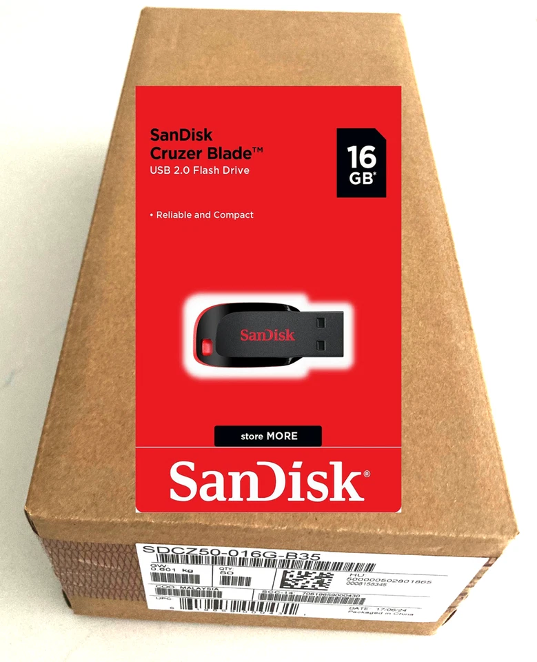 SanDisk Cruzer Blade 16GB USB 2.0 Flash Drive Thumb Memory Stick 50 Units Box - Image 4 of 4