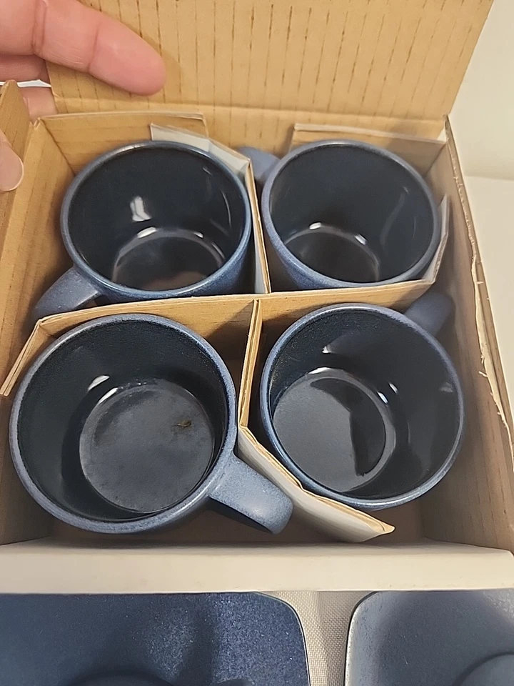 Espresso Sasaki Kyoto azul cobalto 6 tazas y 2 platillos 8 piezas Japón #19000 NUEVO Foto 3 de 4