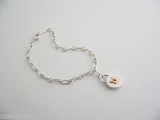 Tiffany & Co Silver 18K Gold Locks Bracelet Bangle Oval Link Chain Gift Love