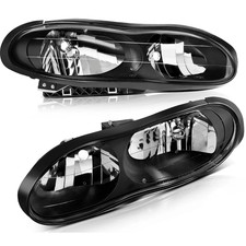 Fit For 1998-2002 Chevy Camaro Black Housing Clear Lens Headlight Lamps Pair Fit For 1998-2002 Chevy Camaro Black Housing Clear Lens Headlight Lamps Pair