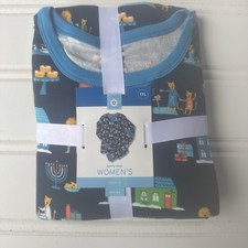 Women's Hanukkah Lions Print Matching Family Pajama Set   Navy Size XXL