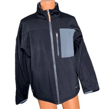 Field Gear Mens Size Large Full Zip Black Jacket Zip Chest Pocket Outdoor Sporty