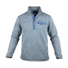 Eddie Bauer Mens Blue Marl Sweater Fleece 1/4 Snap Pullover Jacket Size M