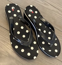 Kitten Heel Wedge Flip Flop Womens 9/10 Black...