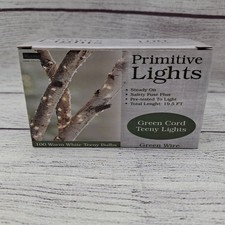 100 Count Green Cord Wire Rice Light Strand String Set, Warm White Tiny Bulbs