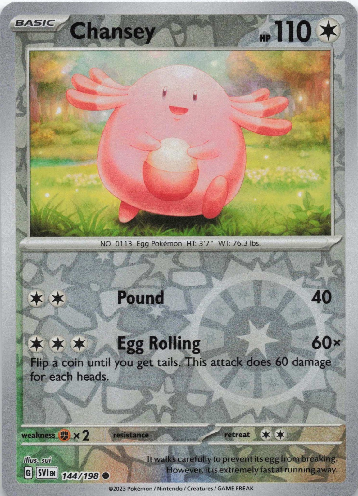 Chansey 144/198 SV01: Scarlet & Violet Base Set Reverse Holo NM Pokemon TCG
