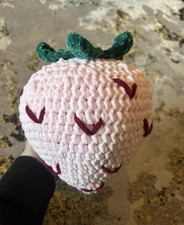 Handmade Crochet Strawberry Plush Stuffed Toy Pink Medium