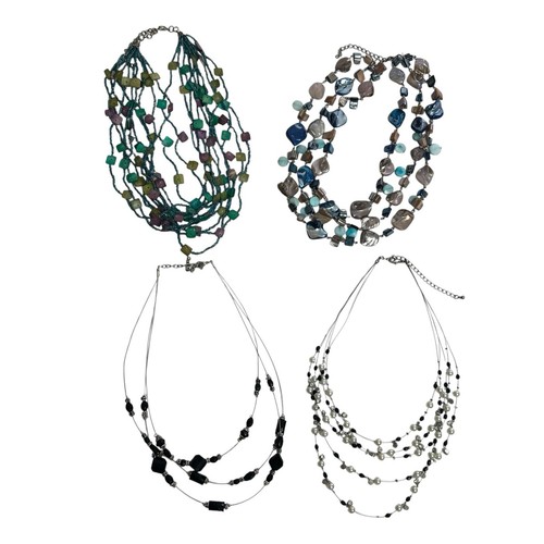 No Brand Costume Jewelry Beaded Necklaces Lot/4 Tiered Multi Colors Appr. 18”
