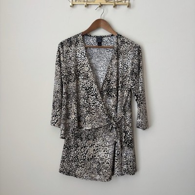 Clara Sunwoo Leopard Print Side Tie Tunic Top Large Mobwife