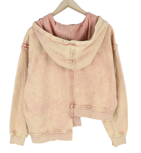 DIESEL F-Mikky Women Hoodie M Peach Washed Hooded Asymmetrical Pocket RRP€195 - Picture 2 of 10