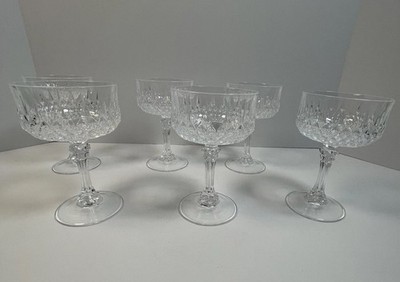 Set of 6 Vintage Cristal d Arques Longchamp Champagne Coupe Sherbet Glasses