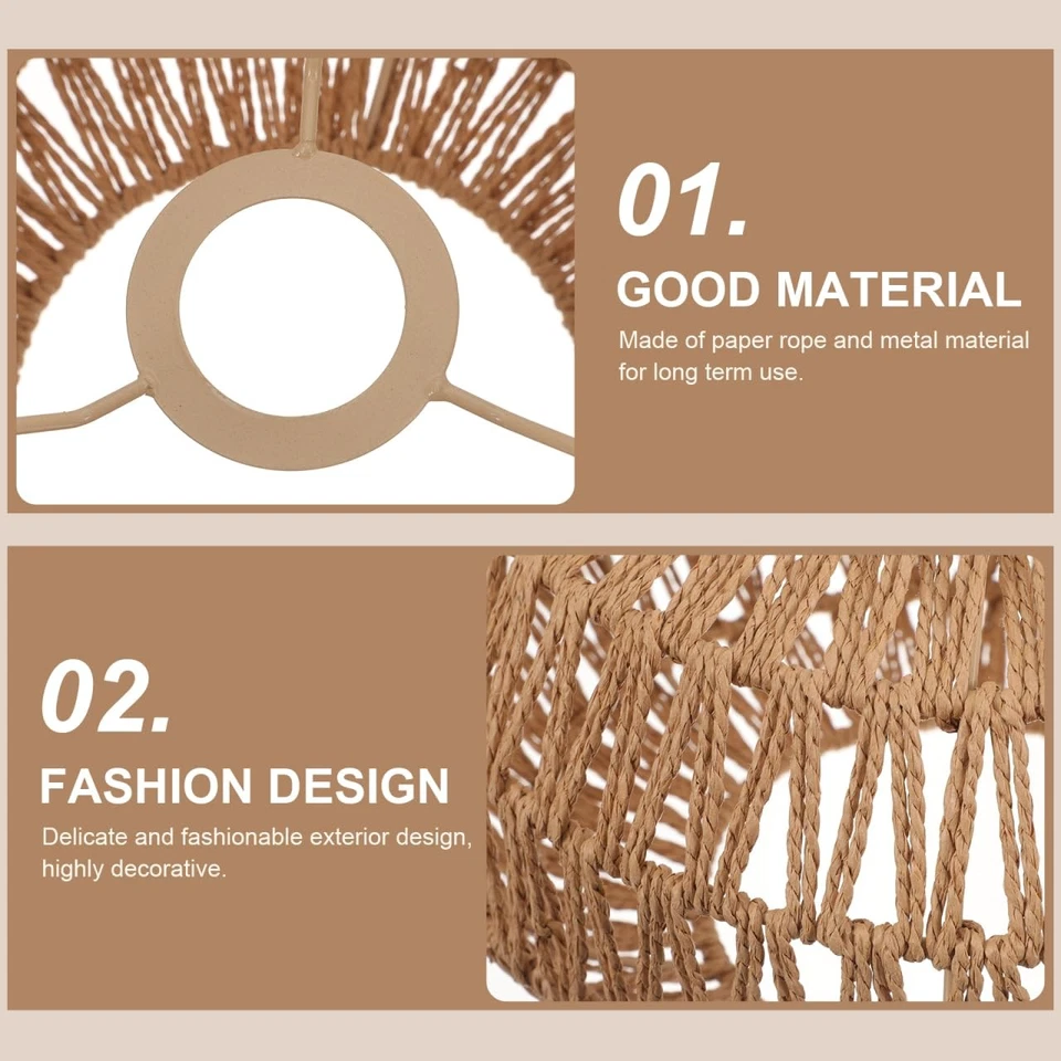 Pantalla de lámpara de ratán, cubierta de luz de cuerda de papel tejida, jaula protectora de araña pequeña... Foto 4 de 4