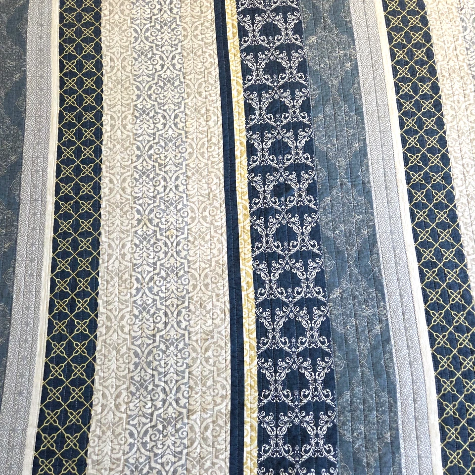 "Edredón y almohada Pem-America azul beige estampado a rayas king/queen 97x100""" Foto 3 de 4