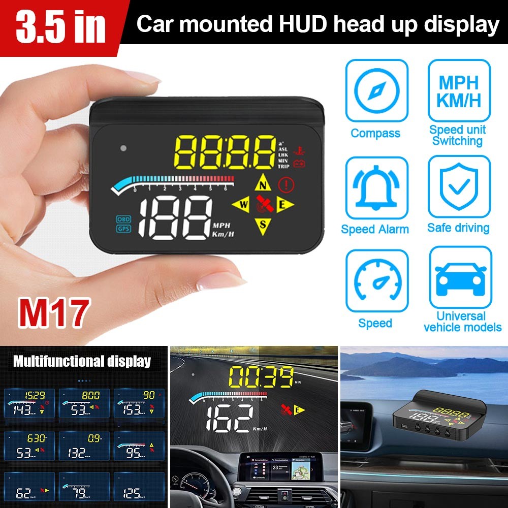 Car Speedometer Digital HUD Head Up Display OBD2 GPS Projector Overspeed Alarm