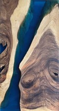 Epoxidharz Tischplatte River Table Blau Walnuss Massivholz 1515-657-35mm