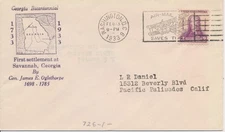 #726 General James Oglethorpe Fairway cachet 2nd Day cover Washington DC AMST