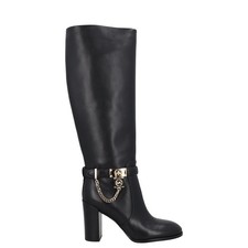 MICHAEL KORS Womens Knee High Boots Black Leather Almond Toe Zip UK 4 RRP 150