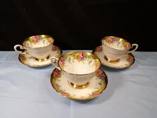Lot of 3 Tuscan Bone China Garland Pattern Cup & Saucer Sets - Pink Roses