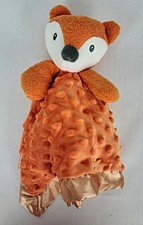 Orange Baby Fox Lovey Security Blanket Minky Dot SatinPlush 16" X 16" Super Cute