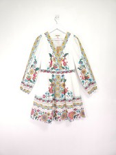 Boden Dress Size 12 White Ivory Botanical Floral Mya 100% Cotton Short Mini