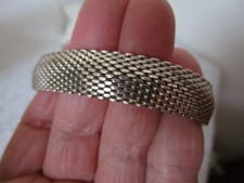 Vintage 925 Sterling Silver Mesh Bangle Bracelet Marked GC Godfrey Carter 7.25