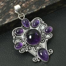 Amethyst Gemstone Ethnic Handmade Pendant Jewelry For Unisex 2.6