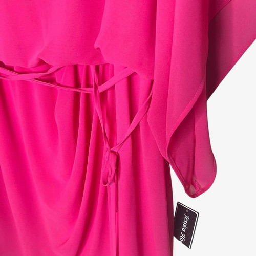 NWT Jessica Howard Chiffon Faux Wrap Dress Size 18 Beaded Tie Party Wedding - Picture 3 of 13