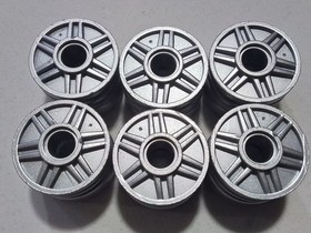Lego Lot of 6 Pieces Metallic Silver Wheel 55981 18mm D. x 14mm with pin Hole