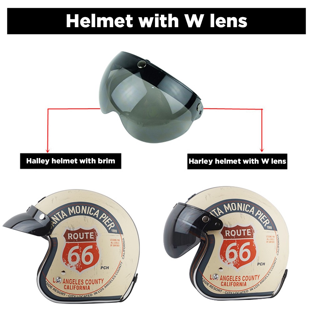 Universal 3 Snap Retro Helmet Visor Windproof Sun Shield Half Face Motorcycle He