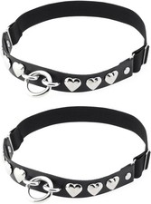 Adjustable Elastic O Ring Leg Garter Studded Punk Heart Design Thigh Band for