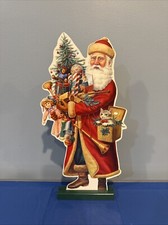 Vintage Santa Clause Die Cut Cardboard Double Sided Victorian Design