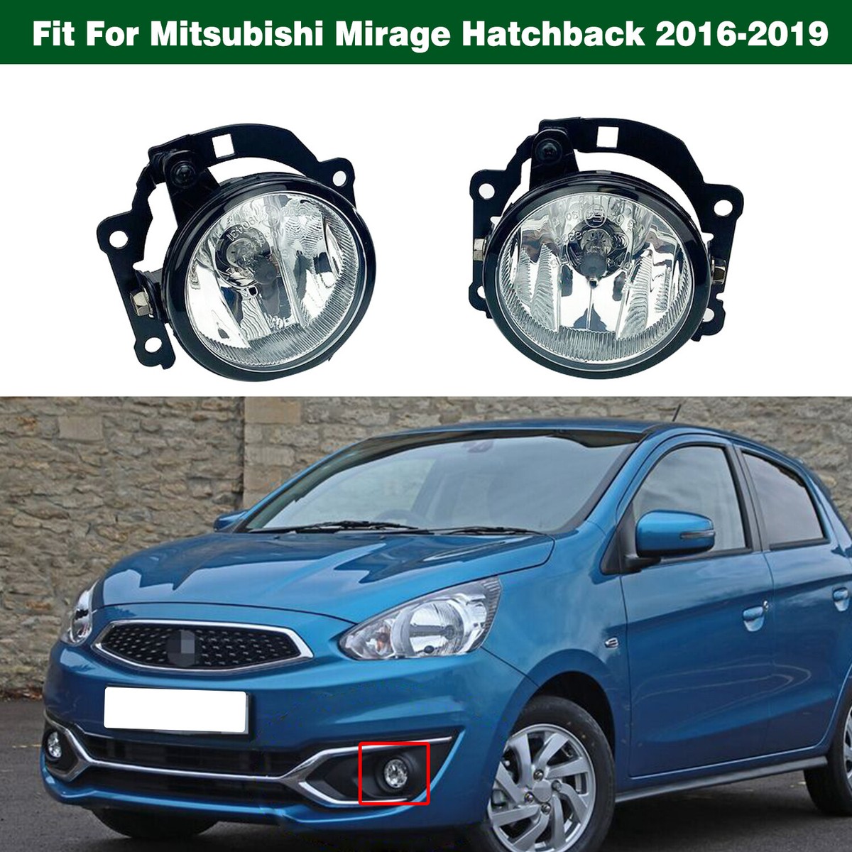 Pair Front Bumper Lamps Fog Lights For Mitsubishi Mirage Hatchback