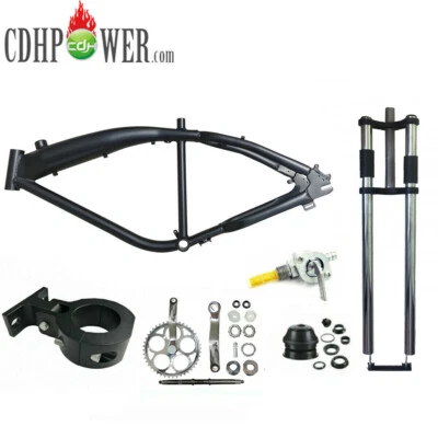 CDH Black Felt Faker Gas Bike Frame 3.4L & Wide Crank & 26" Non-Suspension Fork