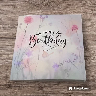5x5 Inches Happy Birthday Greeting Card For Her Watercolor Wildflowers Friend HM