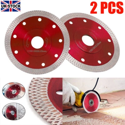 2X 115mm 4.5" Angle Grinder Disc Thin Diamond Dry Cutting Disc Porcelain Tile