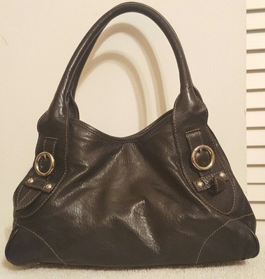 Best Savings for FURLA Medium Size Black Leather Satchel Bag Handbag Purse EUC