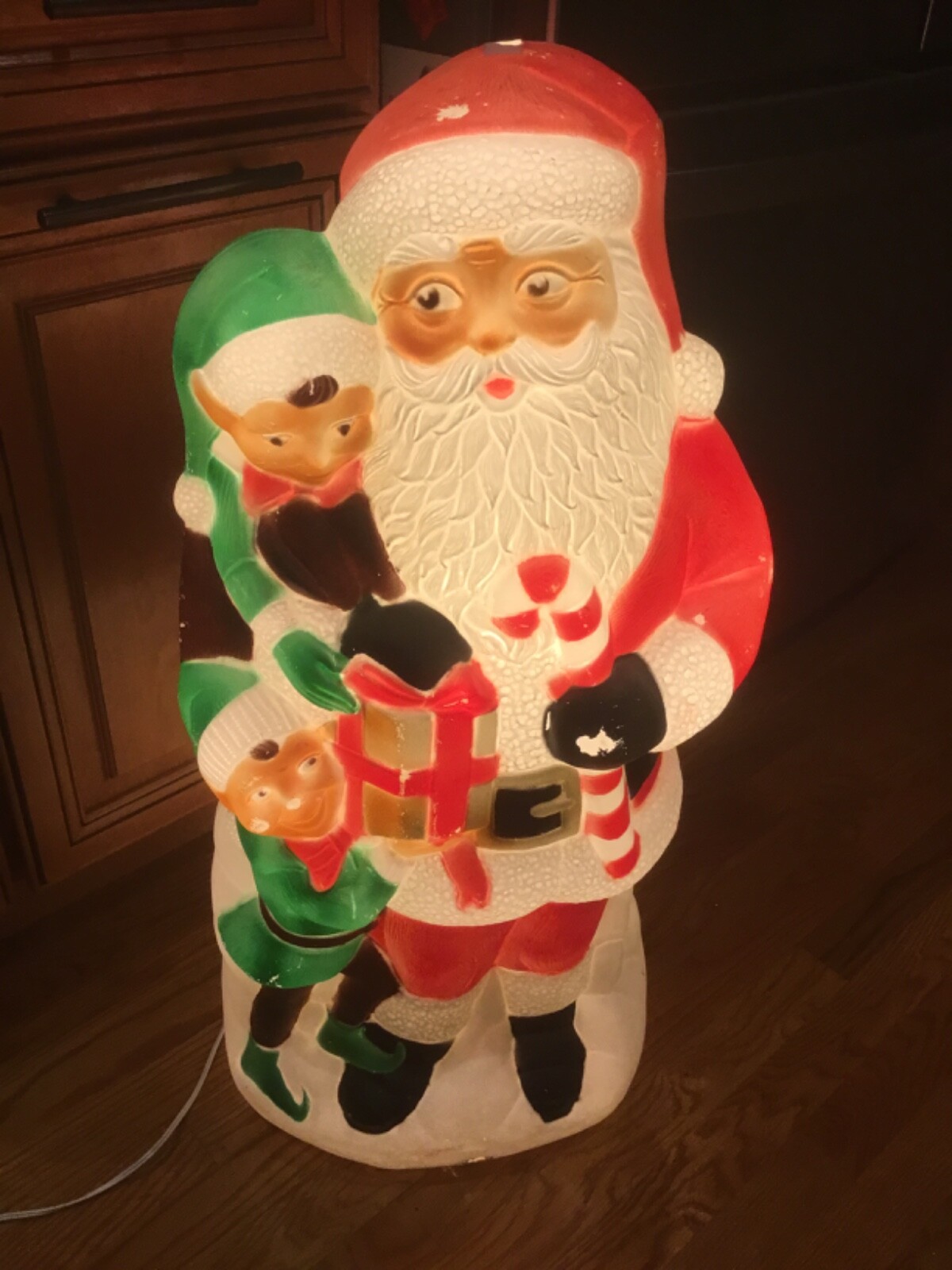 Vintage Blow Mold Santa W/Elves TPI Christmas Decor 31" Works eBay