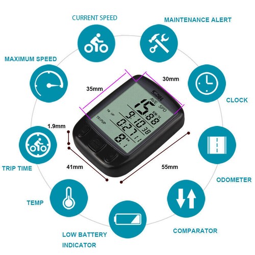 Bike Bicycle Speedometer Cycle Digital Odometer Computer Waterproof LCD Wireless - Picture 10 of 23