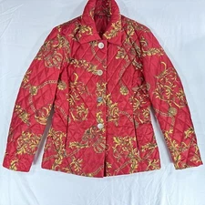 POMPÖÖS By Harald Glöckler Women's Quilted Down Coat Size 36 Red Gold Rare