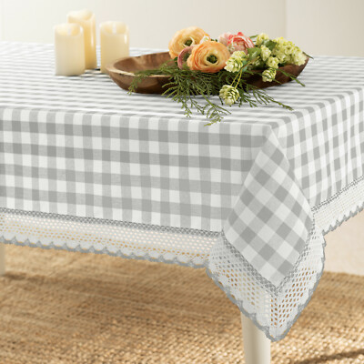 Country Farmhouse Plaid Spill Proof Fabric Tablecloths - Assorted Colors & Sizes