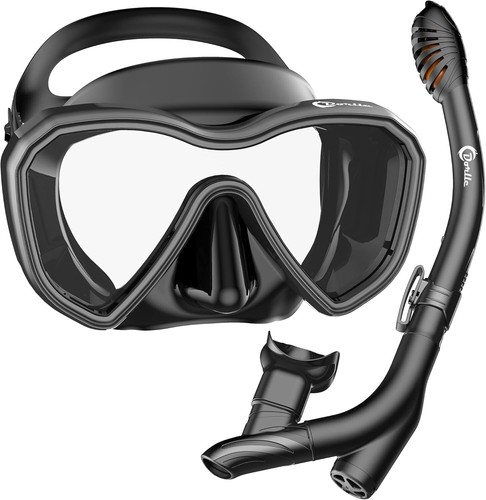 Dorlle Dry Snorkel Set Improved Panorama Mask Waterproof Diving Anti Fog & Leak