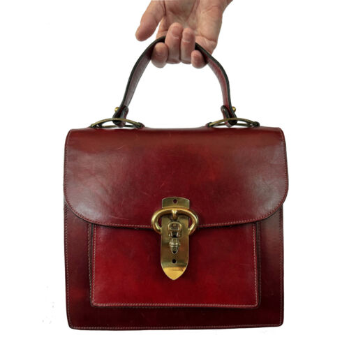 Vintage ETIENNE AIGNER Handmade Oxblood Leather Satchel Handbag Top Handle - 第 1/13 張圖片