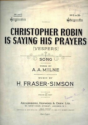 Christopher Robin sagt seine Gebete Noten von Milne und Fraser-Simson